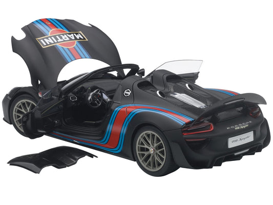 Porsche 918 Spyder Weissach Package Black/ Martini Livery #15 1/18 Model Car by Autoart-1
