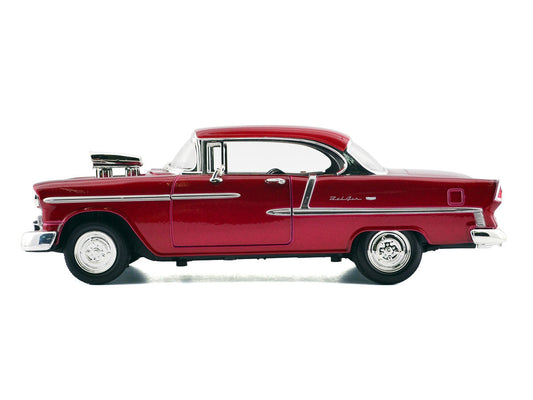 1955 Chevrolet Bel Air Burgundy With Blower Timeless Classics 1/18 Diecast Model Car by Motormax Motormax