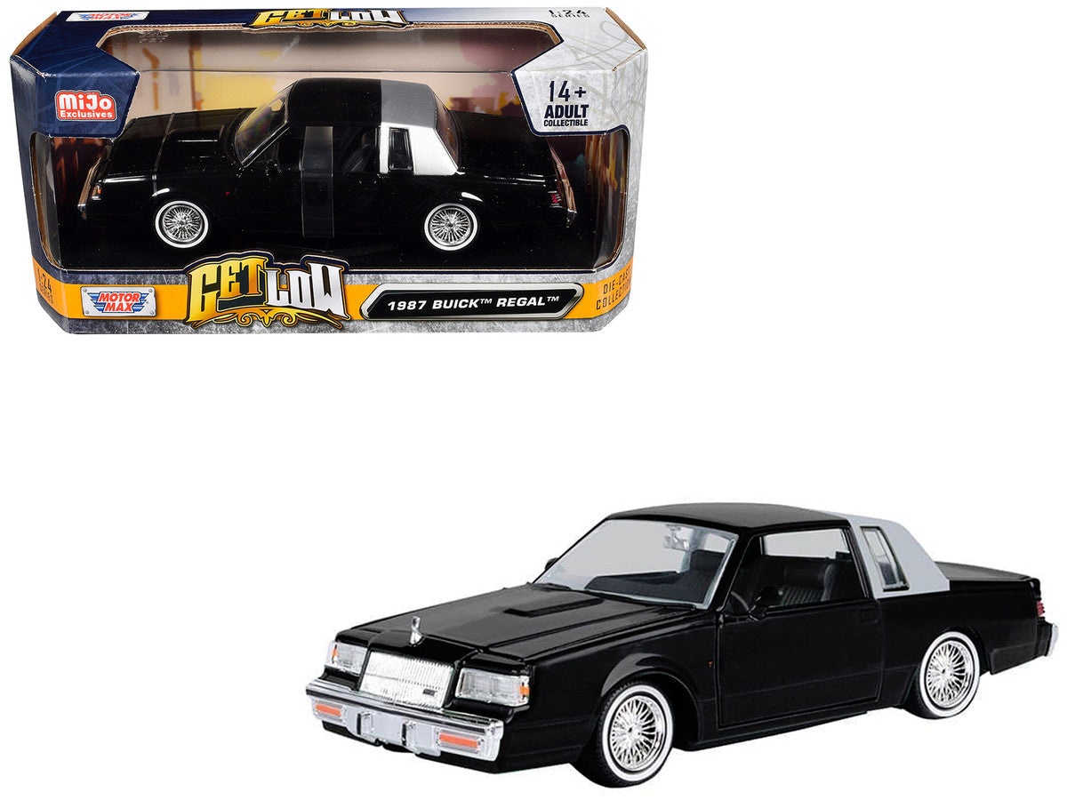 1987 Buick Regal Lowrider Black with Silver Half Top "Get Low" Series 1/24 Diecast Model Car by Motormax Motormax