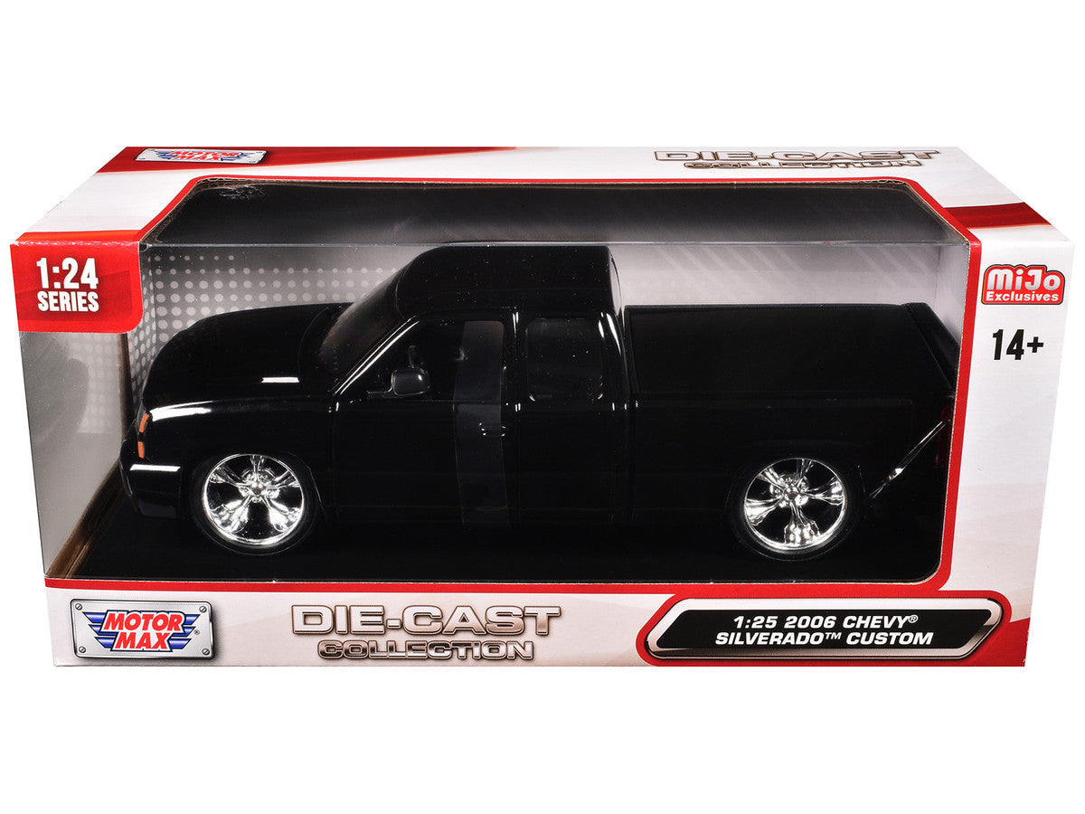 2006 Chevrolet Silverado Custom Pickup Truck Black "Die-Cast Collection" Series 1/25 Diecast Model Car by Motormax Motormax