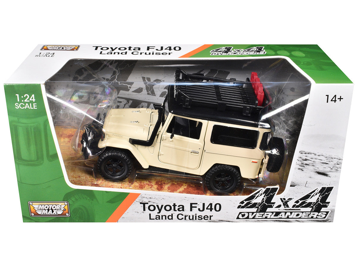 Toyota FJ40 Land Cruiser Beige "4x4 Overlanders" Series 1/24 Diecast Model Car by Motormax Motormax
