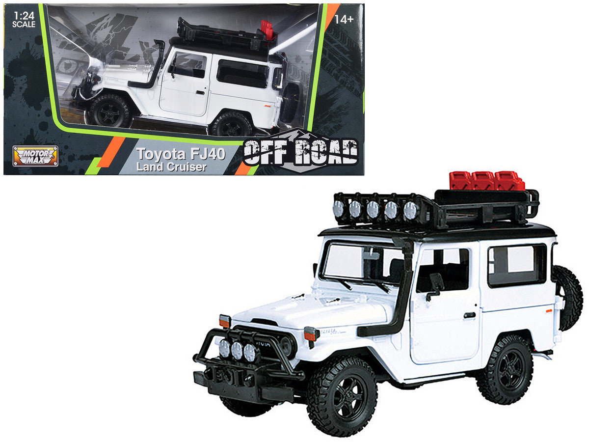 Toyota FJ40 Land Cruiser White "4x4 Overlanders" Series 1/24 Diecast Model Car by Motormax Motormax