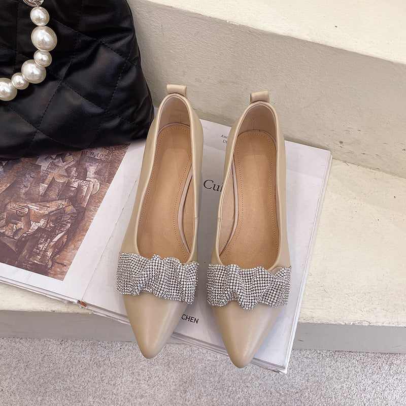 Top Layer Cowhide Pointed Toe Fashion Single Shoes Women LadyShow.Store