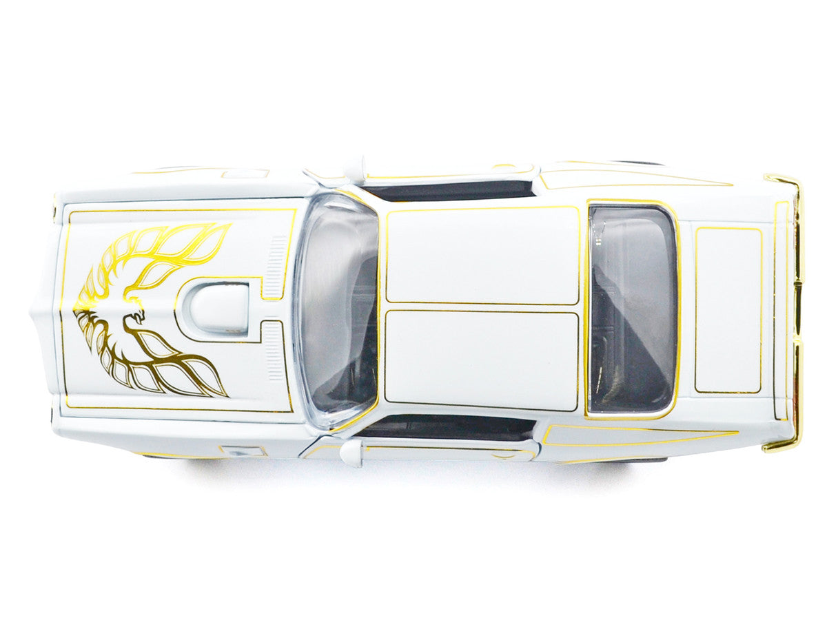 1973 Pontiac Firebird Trans Am White Metallic with Gold Accents "Luxe Legends" Series 1/24 Diecast Model Car by Motormax Motormax
