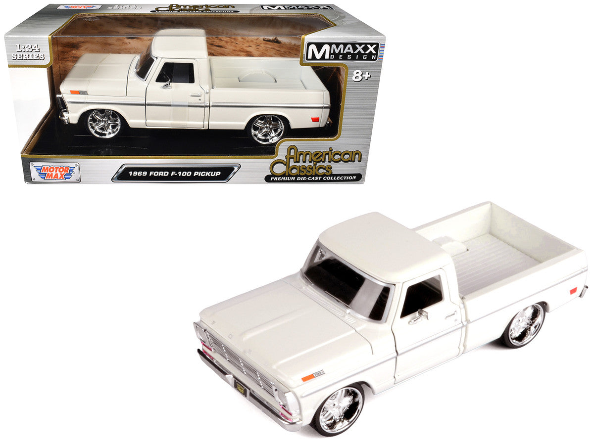 1969 Ford F-100 Pickup Truck Cream "Maxx Design" Series 1/24 Diecast Model Car by Motormax Motormax