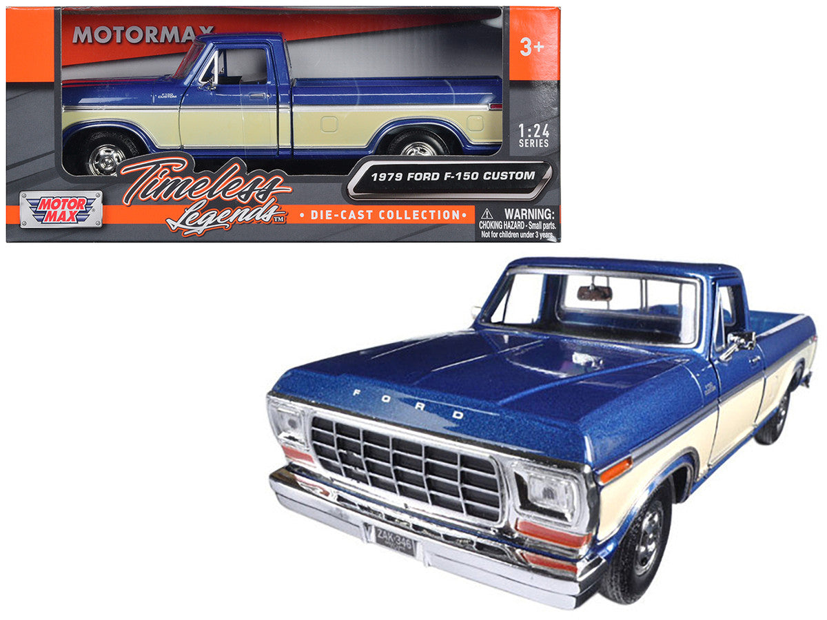 1979 Ford F-150 Pickup Truck 2 Tone Blue/Cream 1/24 Diecast Model Car by Motormax Motormax