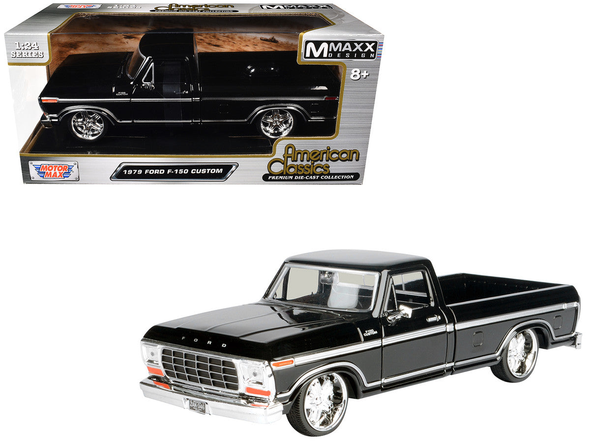 1979 Ford F-150 Custom Pickup Truck Black "Maxx Design" Series 1/24 Diecast Model Car by Motormax Motormax