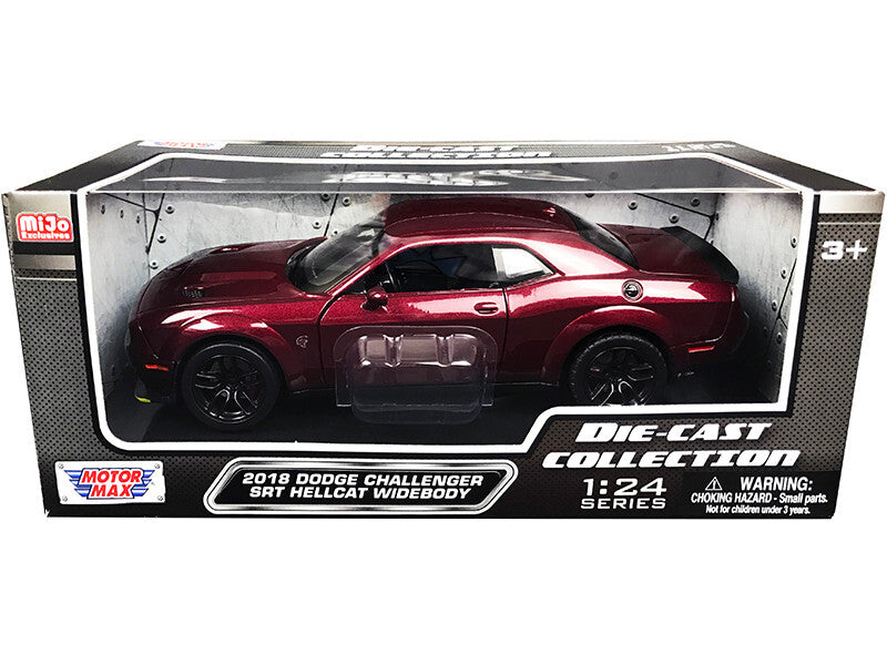 2018 Dodge Challenger SRT Hellcat Widebody Burgundy Metallic "Die-Cast Collection" Series 1/24 Diecast Model Car by Motormax W2B