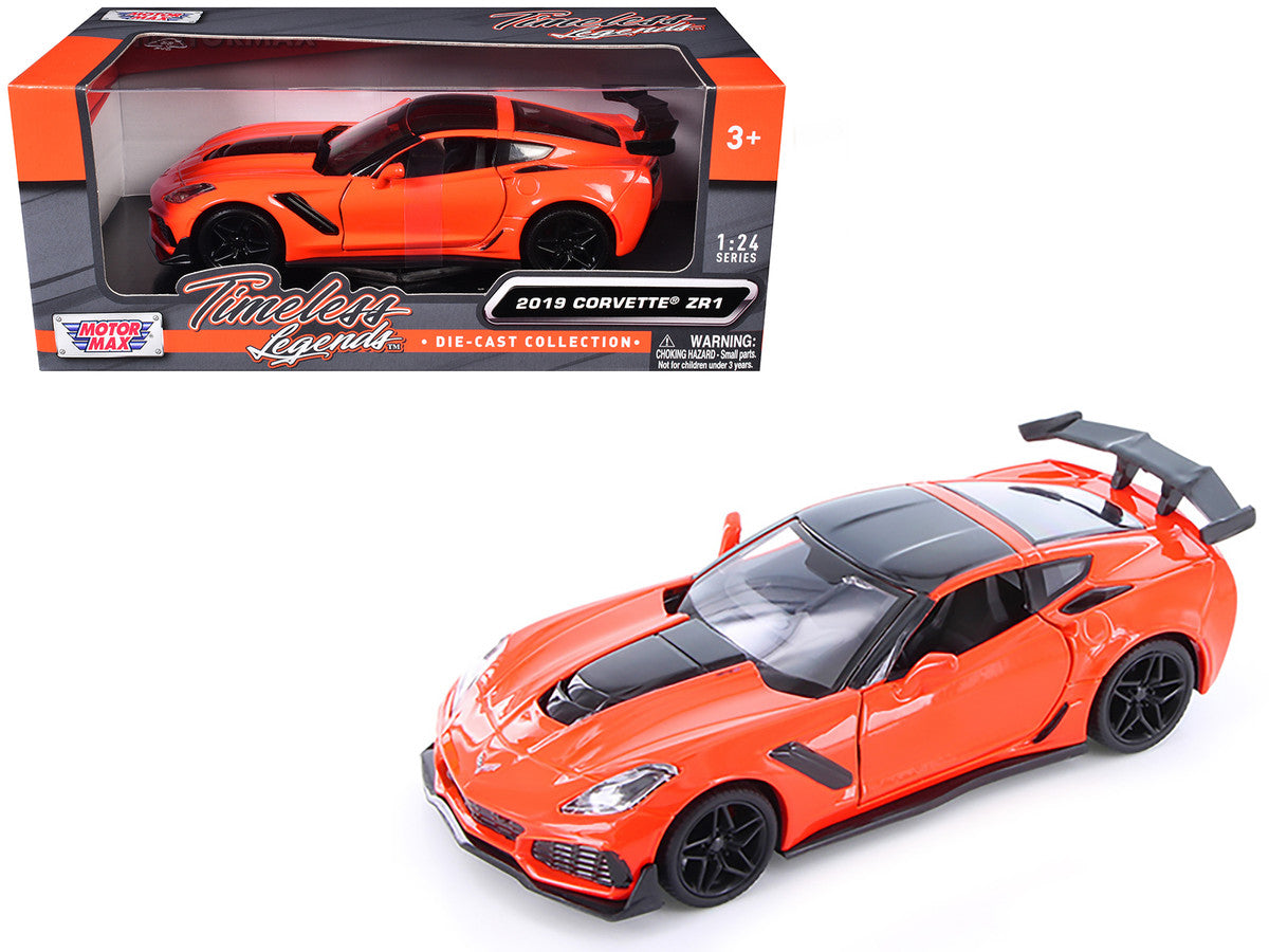 2019 Chevrolet Corvette ZR1 Orange with Black Accents 1/24 Diecast Model Car by Motormax Motormax