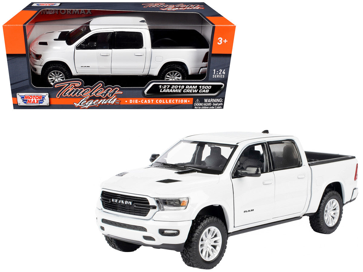 2019 RAM 1500 Laramie Crew Cab Pickup Truck White "Timeless Legends" Series 1/24 Diecast Model Car by Motormax Motormax
