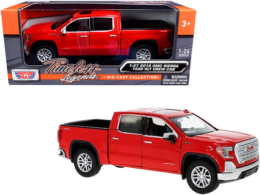 2019 GMC Sierra 1500 SLT Crew Cab Pickup Truck Red 1/24-1/27 Diecast Model Car by Motormax Motormax