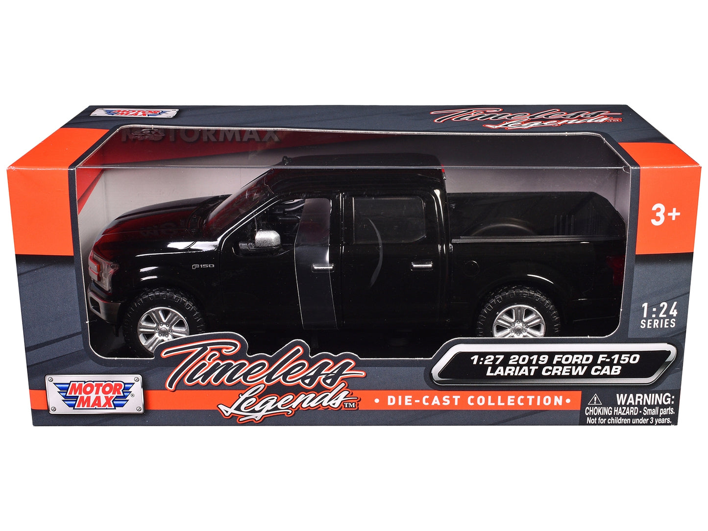 2019 Ford F-150 Lariat Crew Cab Pickup Truck Black 1/27 Diecast Model Car by Motormax