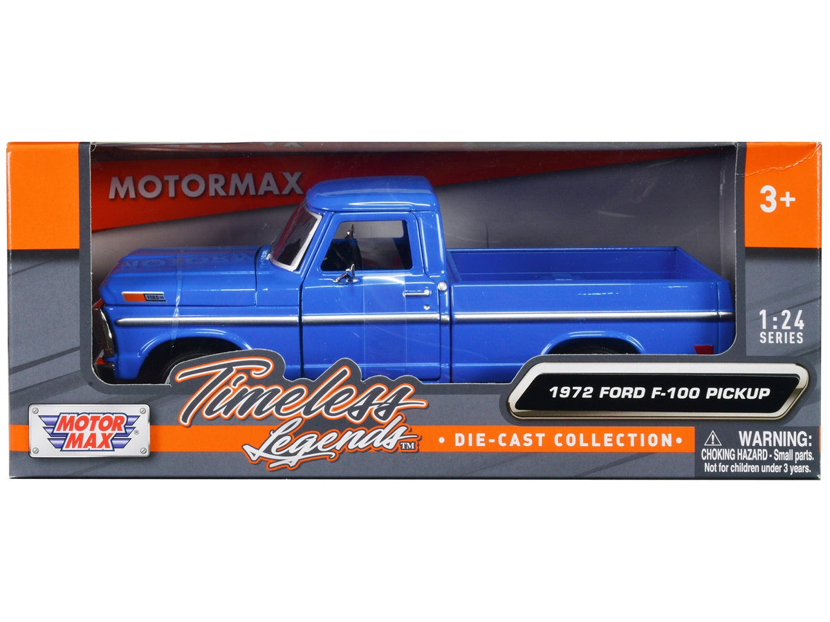 1972 Ford F-100 Pickup Truck Blue "Timeless Legends" Series 1/24 Diecast Model Car by Motormax W2B