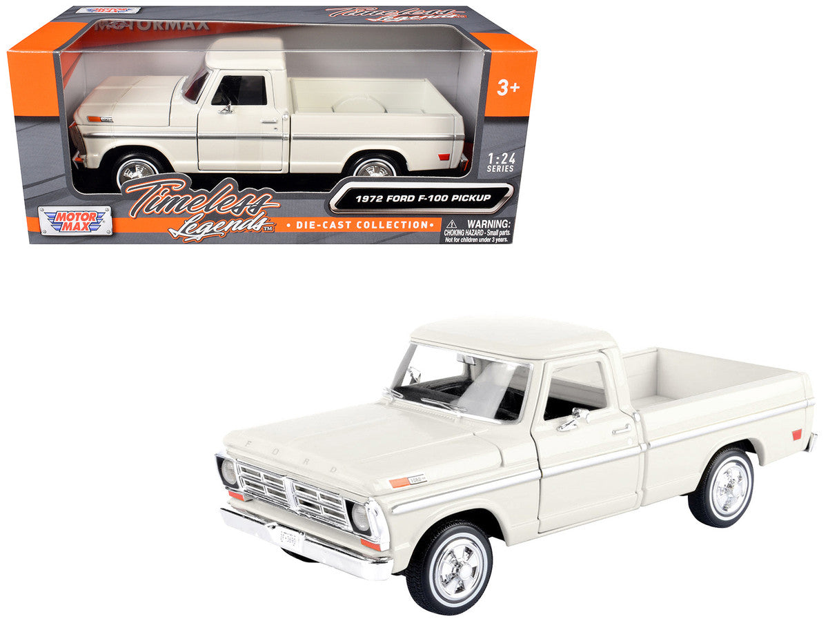 1972 Ford F-100 Pickup Truck Cream "Timeless Legends" Series 1/24 Diecast Model Car by Motormax Motormax