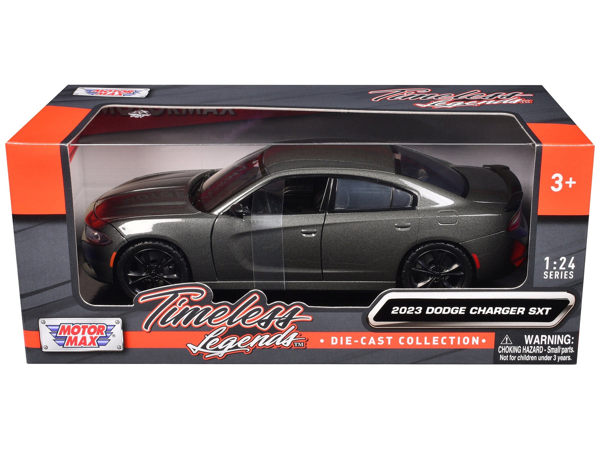 2023 Dodge Charger SXT Gray Metallic "Timeless Legends" Series 1/24 Diecast Model Car by Motormax W2B