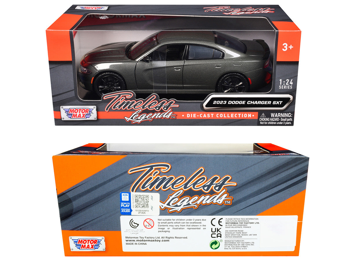 2023 Dodge Charger SXT Gray Metallic "Timeless Legends" Series 1/24 Diecast Model Car by Motormax Motormax