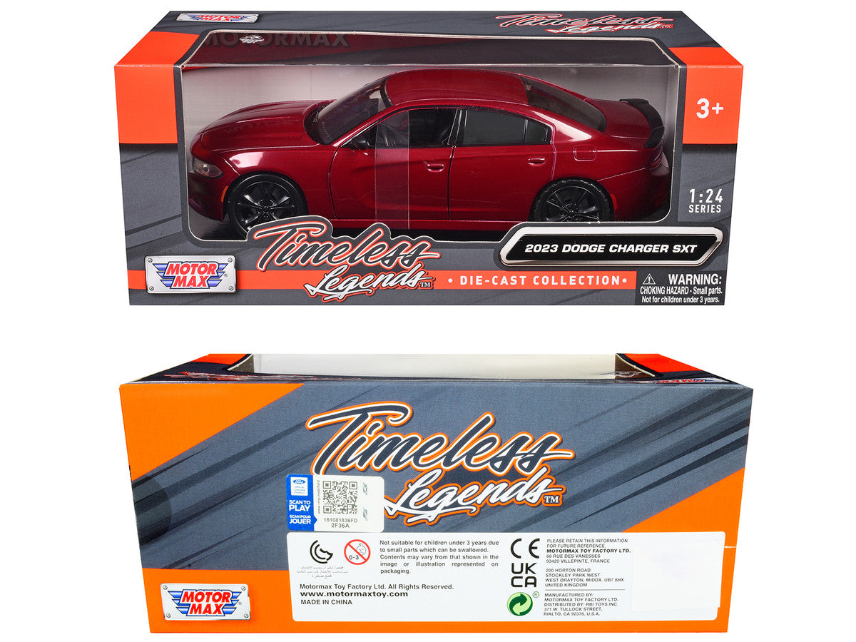 2023 Dodge Charger SXT Red Metallic "Timeless Legends" Series 1/24 Diecast Model Car by Motormax Motormax