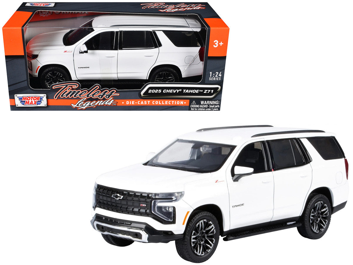 2025 Chevrolet Tahoe Z71 White "Timeless Legends" Series 1/24 Diecast Model Car by Motormax Motormax