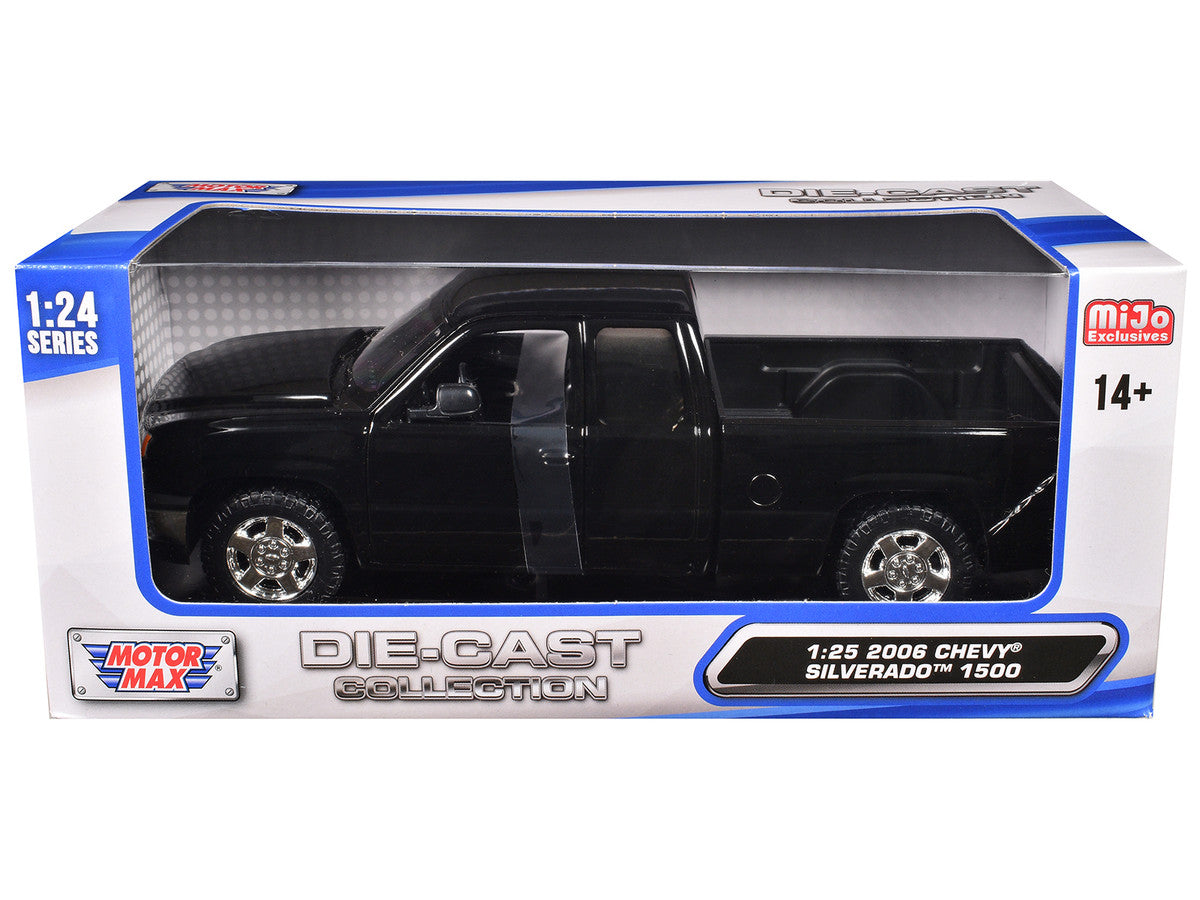 2006 Chevrolet Silverado 1500 Pickup Truck Black "Die-Cast Collection" Series 1/25 Diecast Model Car by Motormax Motormax