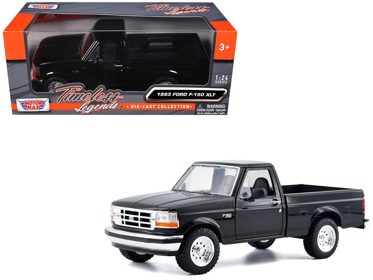1993 Ford F-150 XLT Pickup Truck Black "Timeless Legends" Series 1/24 Diecast Model Car by Motormax Motormax