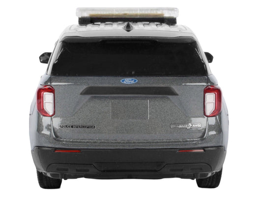 2022 Ford Police Interceptor Utility Dark Gray Metallic "Builder's Kit" with Flashing Light Bar and Front and Rear Lights and Sounds 1/24 Diecast Model Car by Motormax Motormax