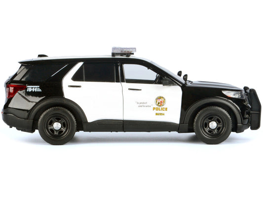 2022 Ford Police Interceptor Utility Black and White "Los Angeles Police Department (LAPD)" with Flashing Light Bar and Front and Rear Lights and Sounds 1/24 Diecast Model Car by Motormax Motormax