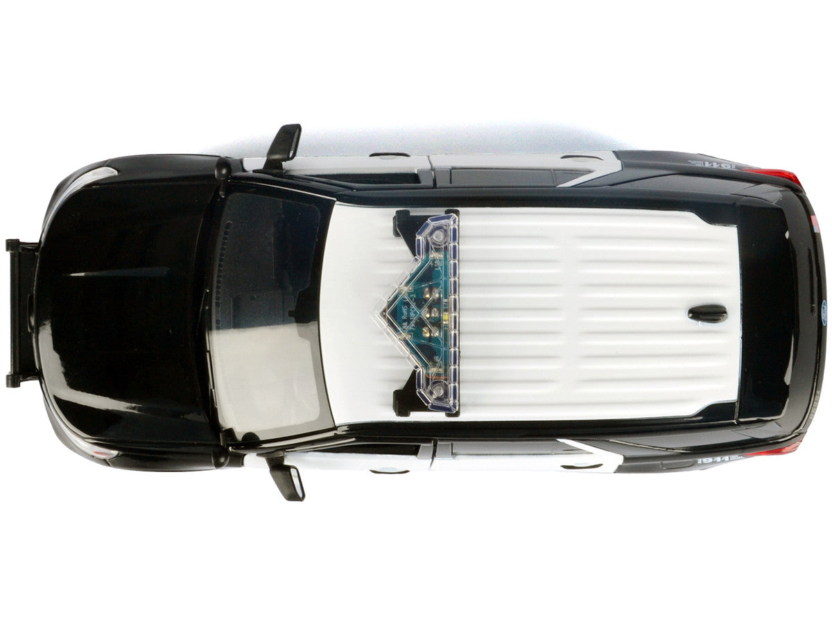 2022 Ford Police Interceptor Utility Black and White "Los Angeles Police Department (LAPD)" with Flashing Light Bar and Front and Rear Lights and Sounds 1/24 Diecast Model Car by Motormax Motormax