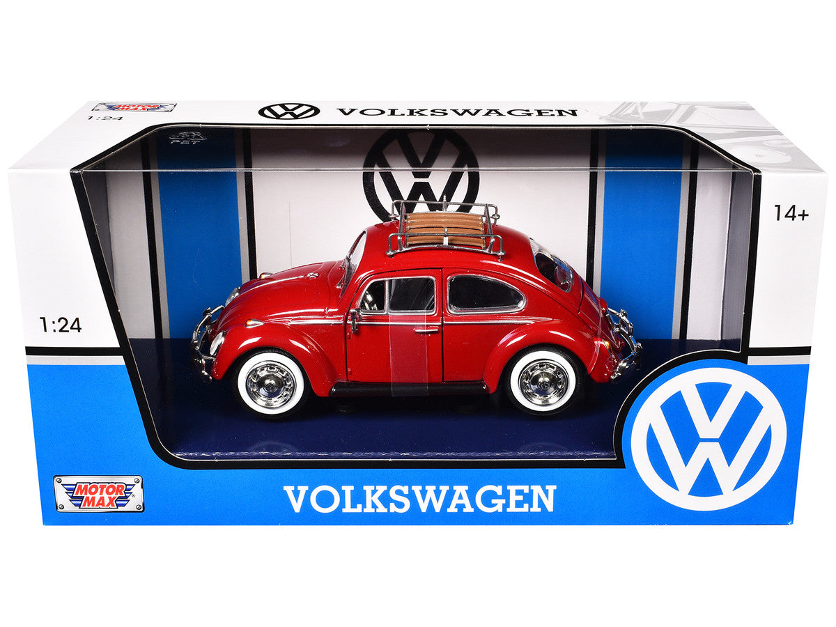 1966 Volkswagen Classic Beetle Red 1/24 Diecast Car Model by Motormax Motormax