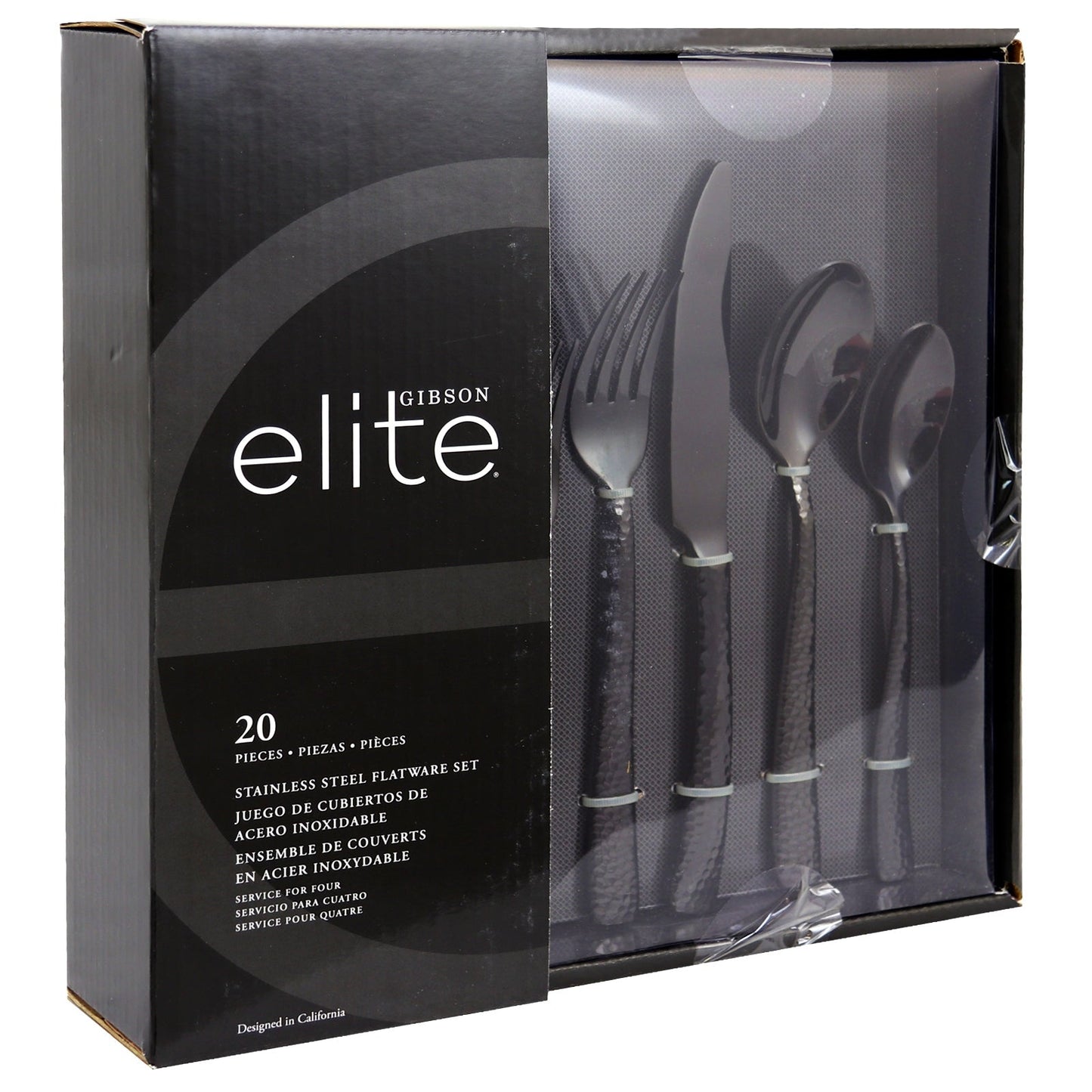 Gibson Elite Stonehenge 20 Piece Flatware Set in Black W2B