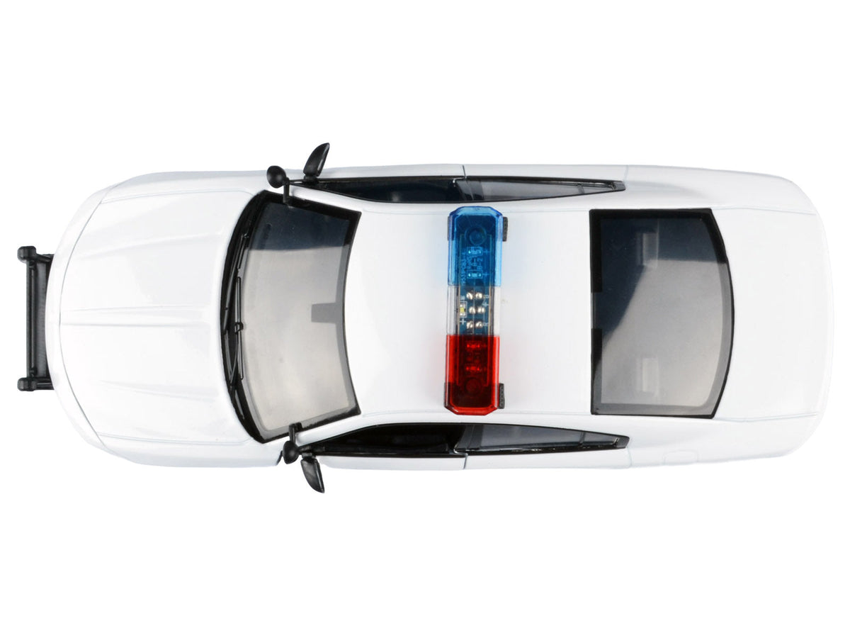 2023 Dodge Charger Pursuit Police Car Unmarked White with Flashing Light Bar Front and Rear Lights and 2 Sounds "Builder's Kit" 1/24 Diecast Model Car by Motormax W2B