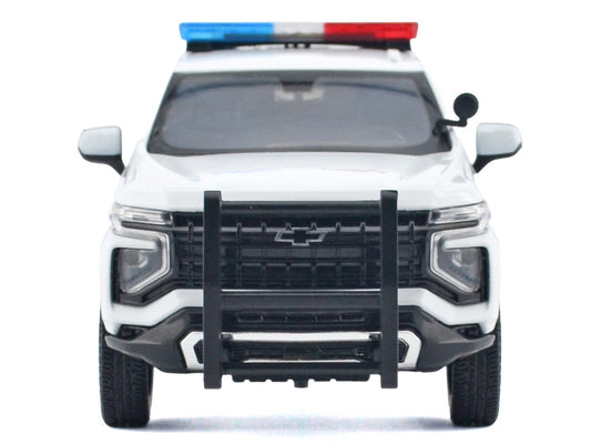 2025 Chevrolet Tahoe PPV "RCMP (Royal Canadian Mounted Police)" White with Stripes with Flashing Light Bar and Front and Rear Lights and Sounds 1/24 Diecast Model Car by Motormax Motormax