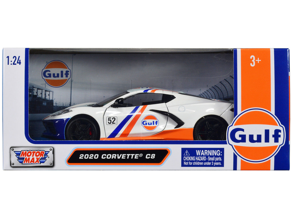 2020 Chevrolet Corvette C8 #52 White and Light Blue with Stripes "Gulf Oil" "Gulf Die-Cast Collection" 1/24 Diecast Model Car by Motormax Motormax