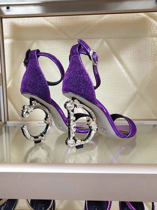 2020 New Metal Letter High Heel Sandals for Women Best YouTube Store