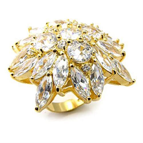 7X351 - Gold 925 Sterling Silver Ring with AAA Grade CZ in Clear-0