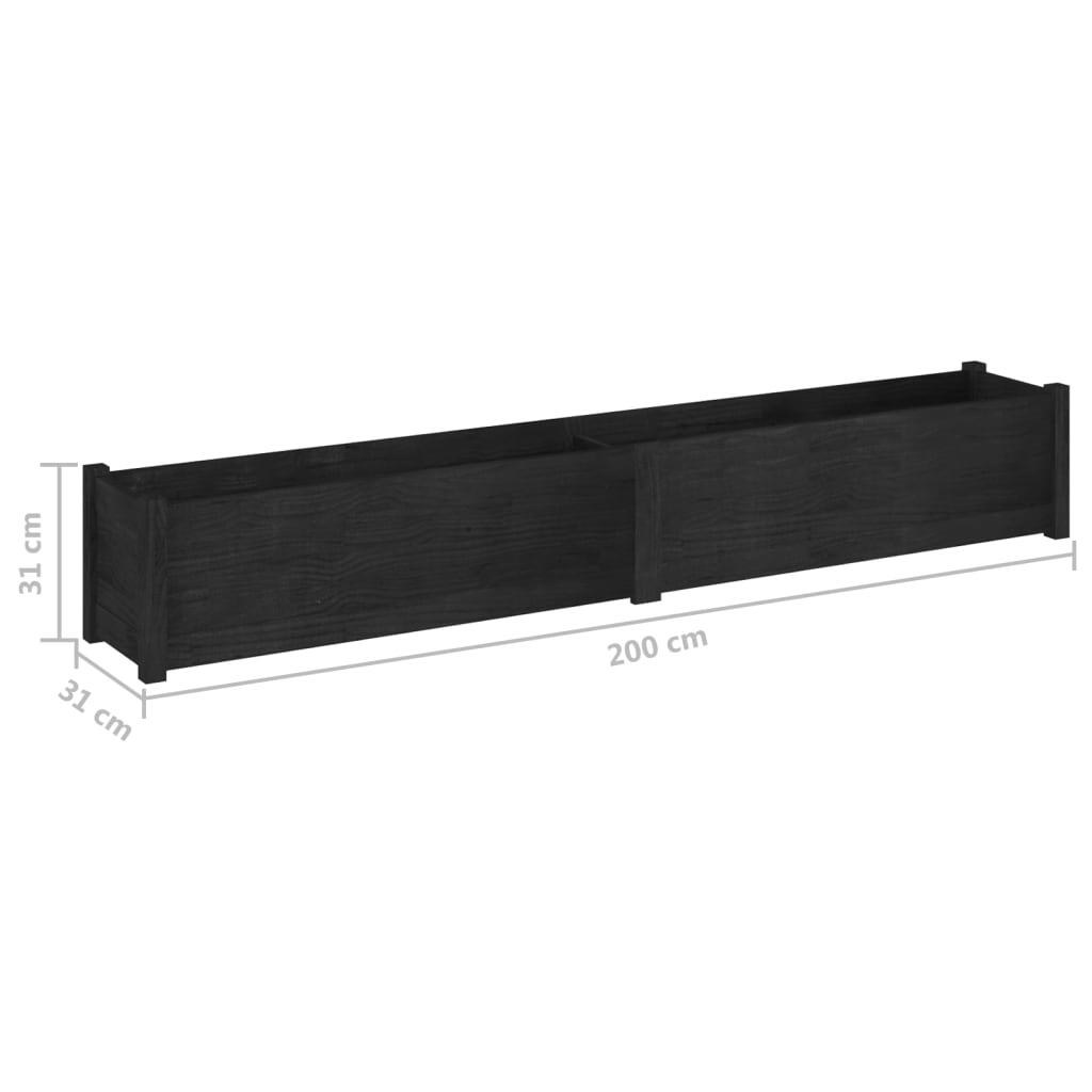 Garden Planters 2 pcs Black 78.7"x12.2"x12.2" Solid Wood Pine W2B