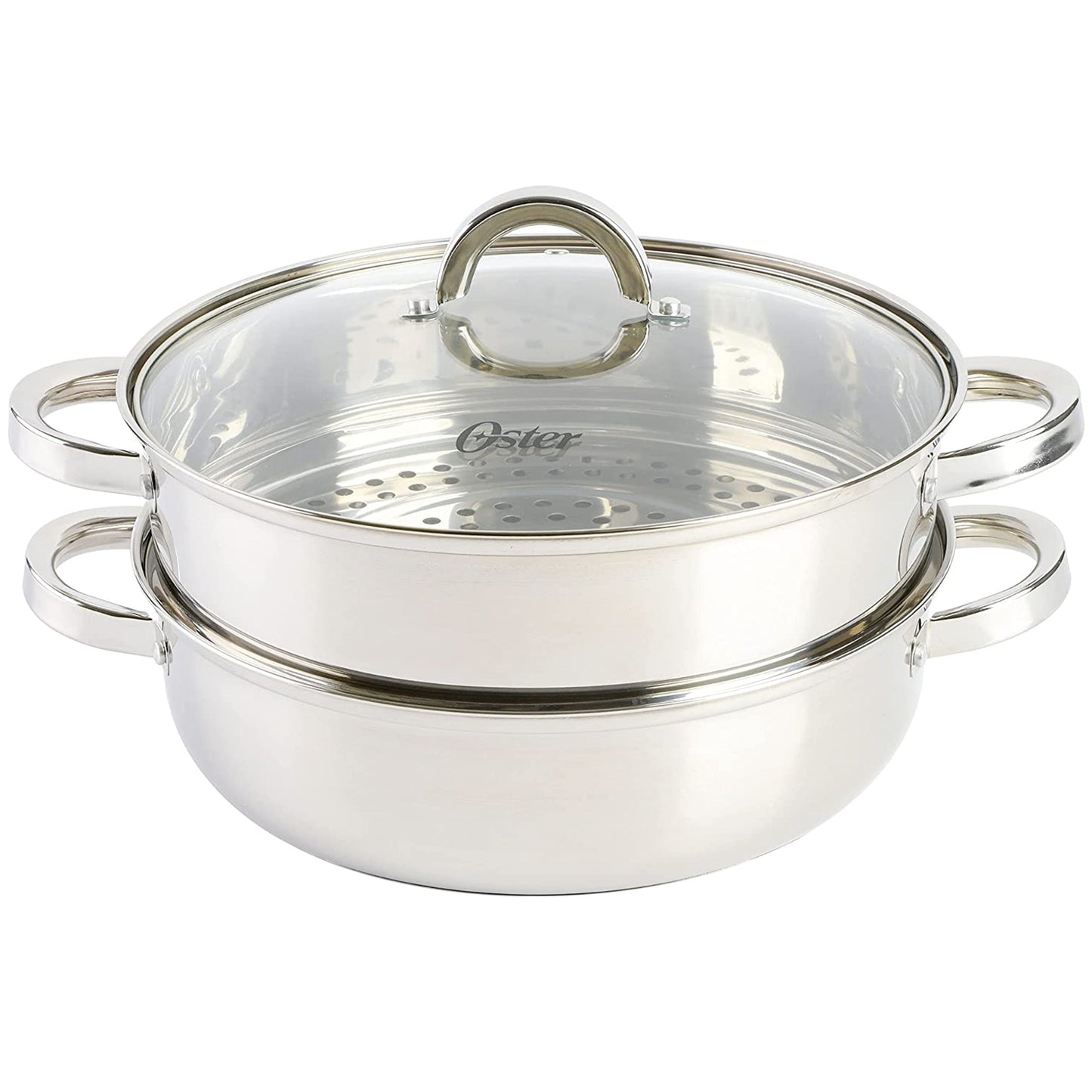 Oster Sangerfield 3 Piece 11 Inch Stainless Steel Everyday Pan with Steamer and Lid W2B