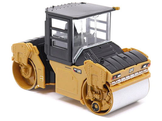 CAT Caterpillar CB-13 Tandem Vibratory Roller with Cab Yellow and Black 1/64 Diecast Model by Diecast Masters-1