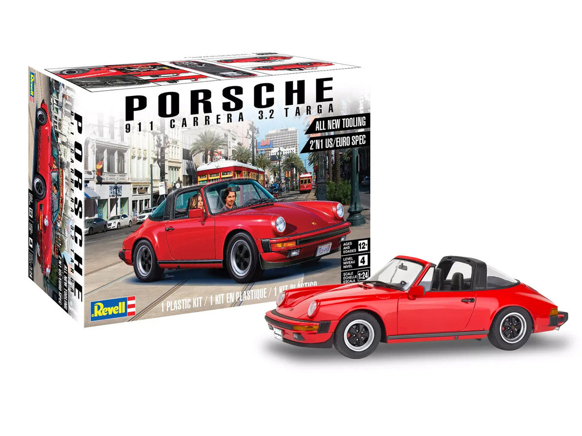 Level 4 Model Kit Porsche 911 Carrera 3.2 Targa 2-in-1 Kit 1/24 Scale Model by Revell Revell