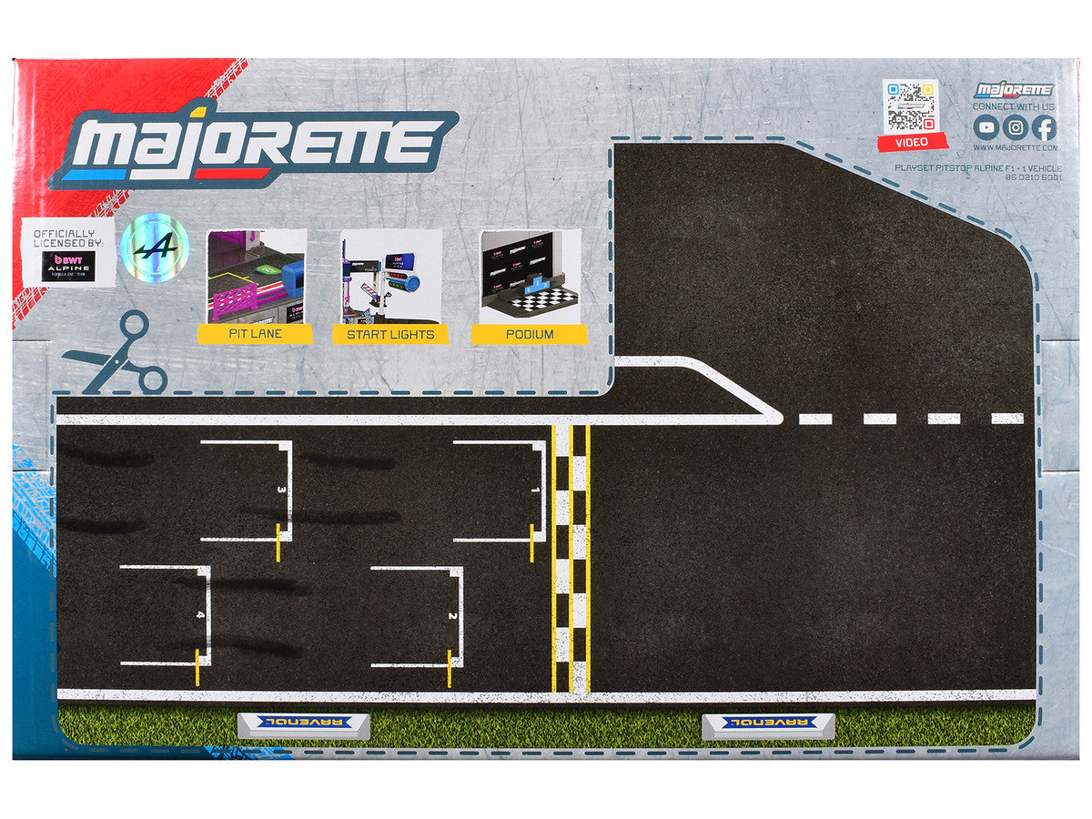 "BWT Alpine Formula One Team" (2025) Pit Stop Playset with Alpine A525 R19 1/64 Diecast Model Car by Majorette Majorette