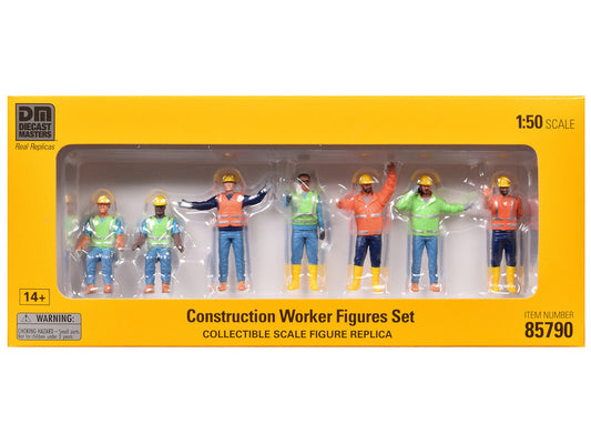 "Construction Workers" 7 Piece Figure Set for 1/50 Scale Models by Diecast Masters Diecast Masters