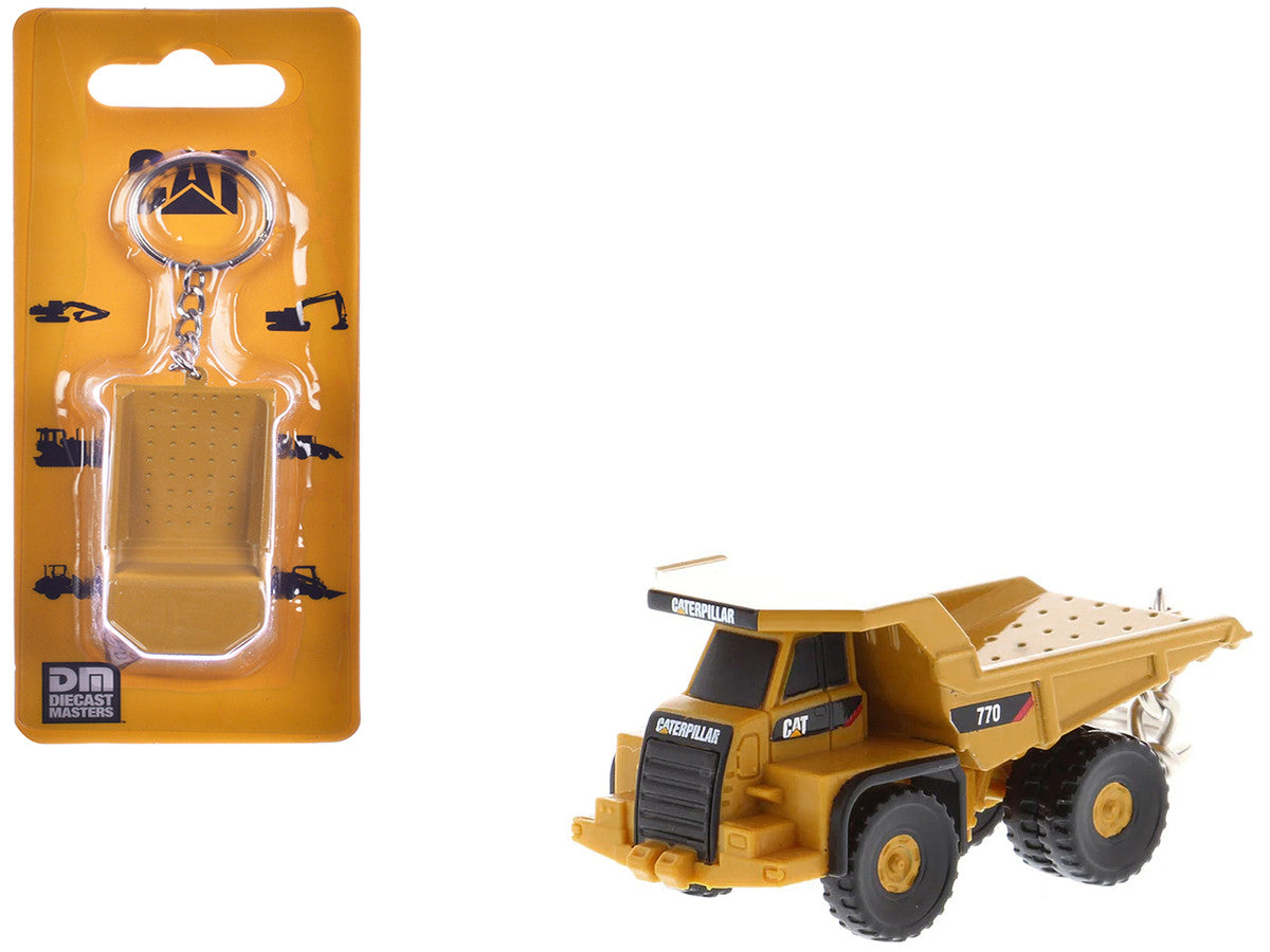 CAT Caterpillar 770 Off-Highway Truck Keychain Yellow Diecast Model by Diecast Masters Diecast Masters