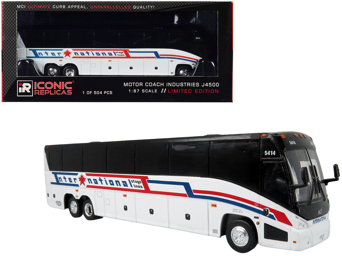 MCI J4500 Coach Bus "International Stage Lines" White "The Bus & Motorcoach Collection" Limited Edition to 504 pieces Worldwide 1/87 (HO) Diecast Model by Iconic Replicas Iconic Replicas