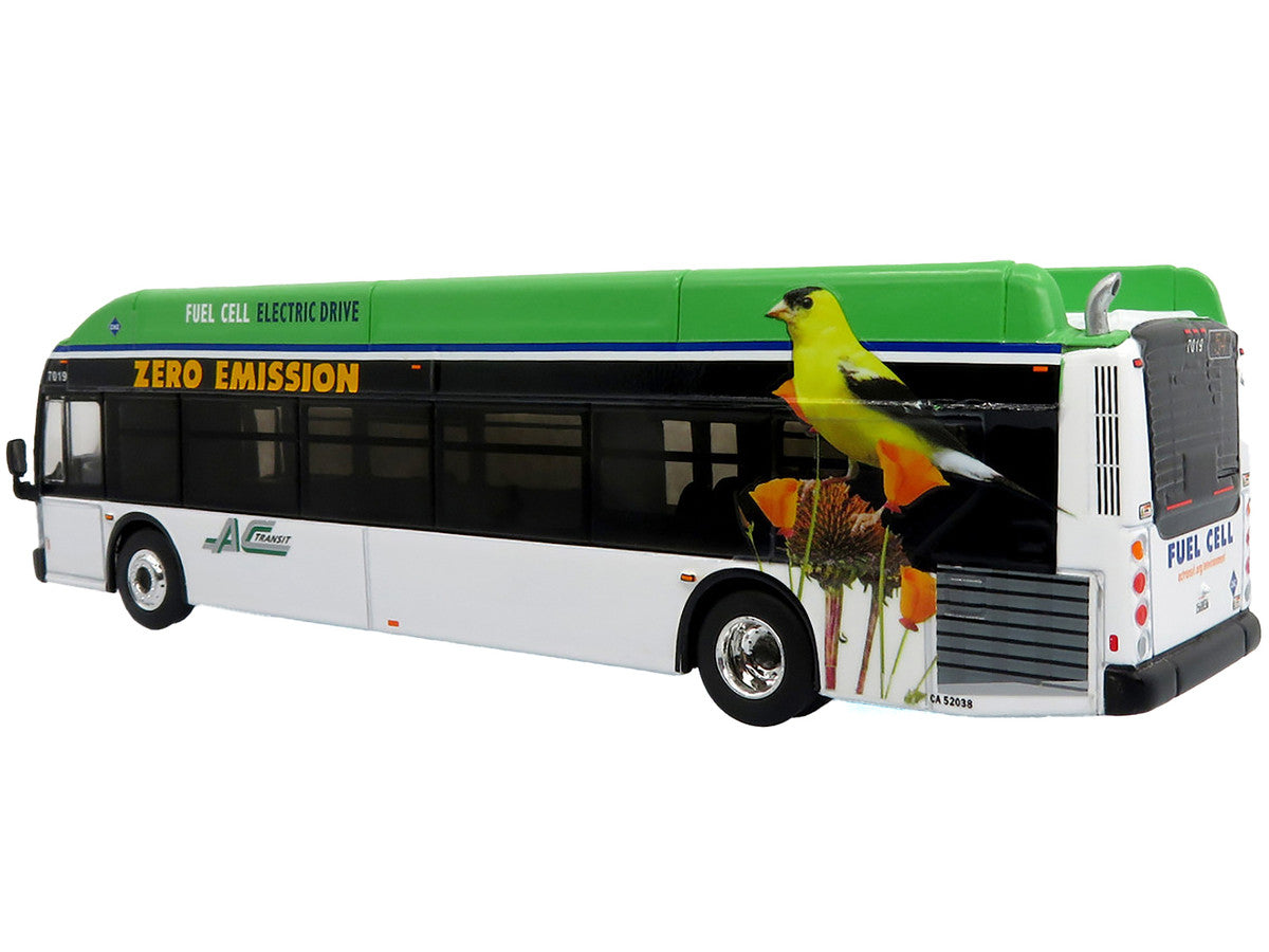 New Flyer Xcelsior XHE40 Transit Bus "AC Transit - Zero Emission" White and Green with Graphics "The Bus & Motorcoach Collection" Limited Edition 1/87 (HO) Diecast Model by Iconic Replicas Iconic Replicas