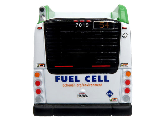 New Flyer Xcelsior XHE40 Transit Bus "AC Transit - Zero Emission" White and Green with Graphics "The Bus & Motorcoach Collection" Limited Edition 1/87 (HO) Diecast Model by Iconic Replicas Iconic Replicas