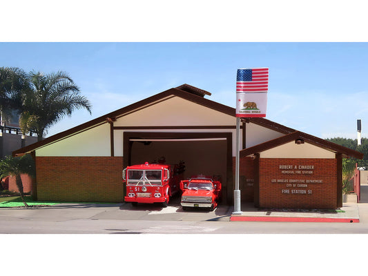 Fire Station 51 LACoFD (Los Angeles County Fire Department) Diorama EZ Assembly Kit "Emergency!" (1972-1977) TV Series 1/87 (HO) Model by Iconic Replicas Iconic Replicas