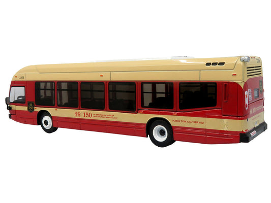 Nova Bus LFS HEV Transit Bus "Hamilton Street Railway 150th Anniversary" Cream and Red "The Bus & Motorcoach Collection" Limited Edition to 504 pieces Worldwide 1/87 (HO) Diecast Model by Iconic Replicas Iconic Replicas