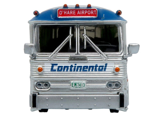 1964 MCI MC-5A Coach Bus "Continental Air Transport" Silver with Blue Stripes "Vintage Bus & Motorcoach Collection" Limited Edition to 504 pieces Worldwide 1/87 (HO) Diecast Model by Iconic Replicas Iconic Replicas
