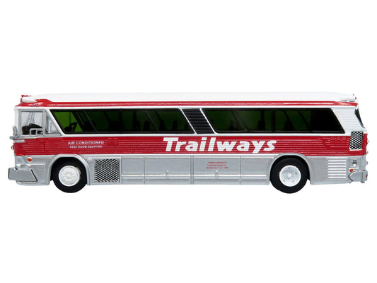1964 MCI MC-5A Coach Bus "Trailways Chicago" White with Red Stripes "Vintage Bus & Motorcoach Collection" Limited Edition to 504 pieces Worldwide 1/87 (HO) Diecast Model by Iconic Replicas Iconic Replicas