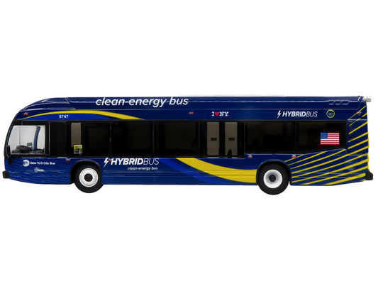 Nova Bus LFSH HEV Hybrid Transit Bus "MTA New York City" Blue with Yellow Graphics Limited Edition to 504 pieces Worldwide 1/87 (HO) Diecast Model by Iconic Replicas-1