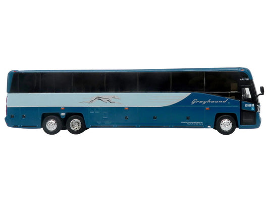MCI D4520 Commuter Coach Bus "Greyhound Lines" Blue with Light Blue Stripes "The Bus & Motorcoach Collection" Limited Edition to 504 pieces Worldwide 1/87 (HO) Scale Diecast Model by Iconic Replicas Iconic Replicas